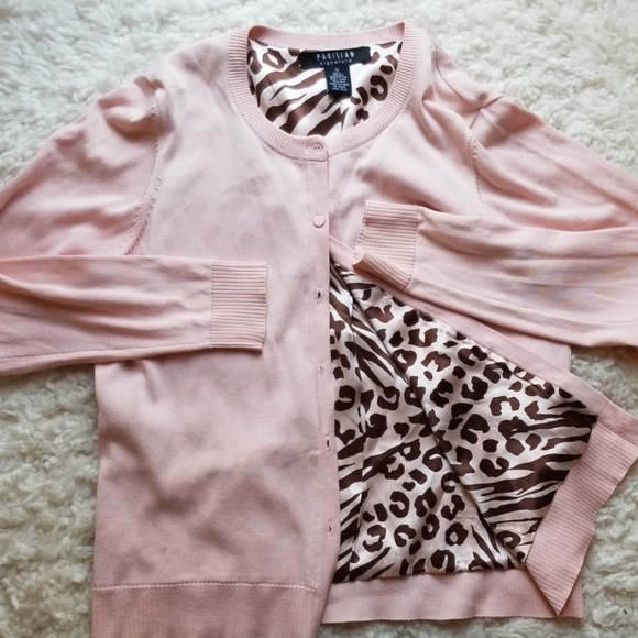 Parisian Pink Silk Blend Covered Button Cardigan - Picture 6 of 7